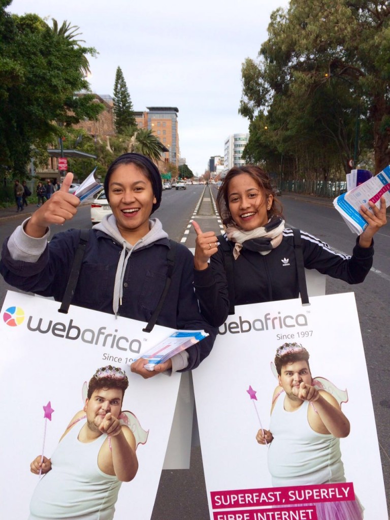 Girls with Webafrica sandwich boards