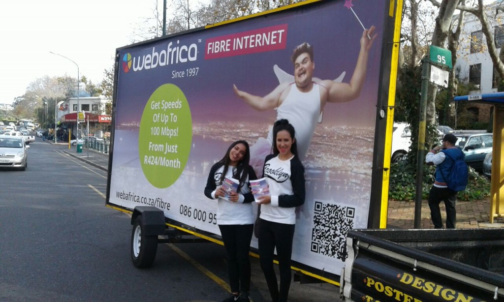 Flyers being deployed with our trailer in the background 