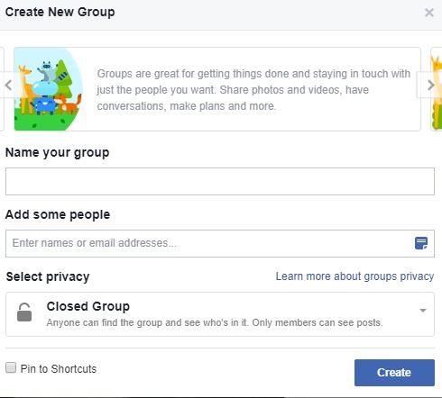 create Facebook group