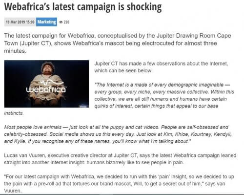 Webafrica shocking ad in the media 