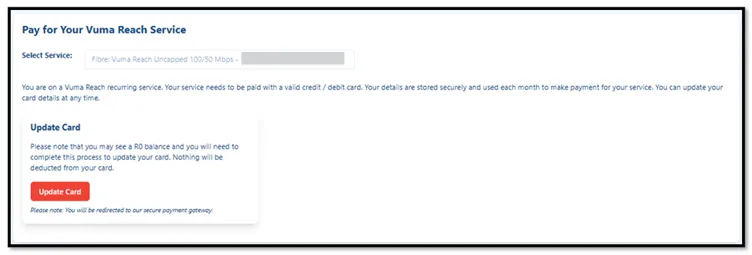 Update card details screen, step 1